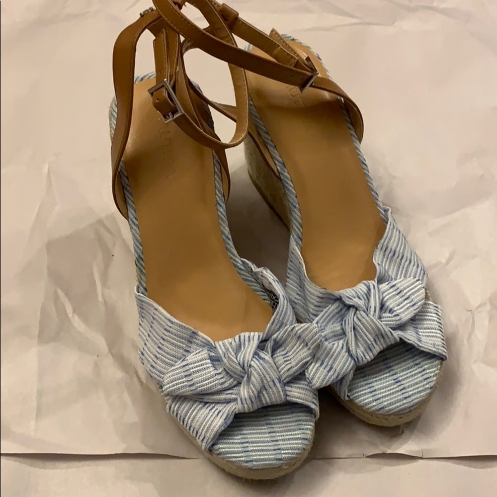 Nautica Sandal Wedges blue and white size 10 - Picture 1 of 5